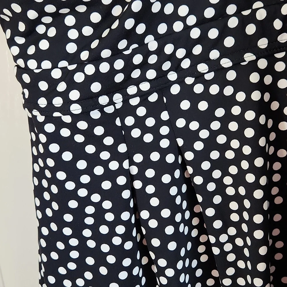 Lands' End Black & White Polka Dot Tankini Top Size 8 Summer Vacation‎ Swimwear